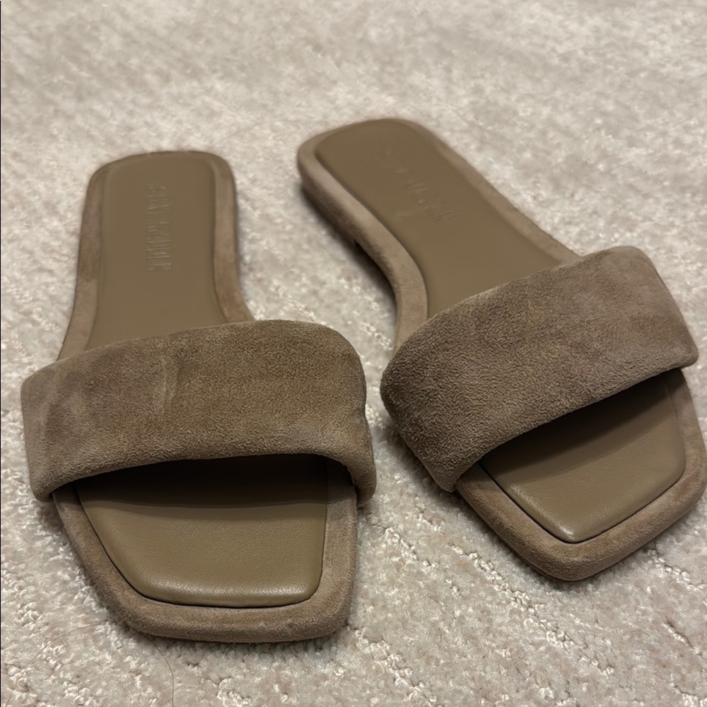 Steve Madden Taupe Slide Sandals - Picture 4 of 4